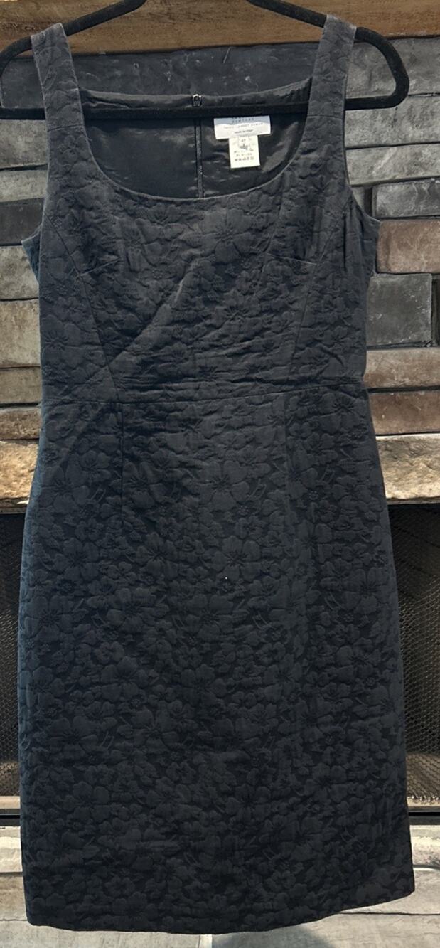 Vintage BARNEYS New York Black Floral Embossed Taste Luxury Humor Dress 42 / 8